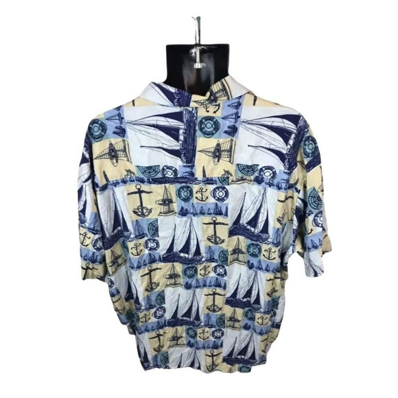 Munsingwear Mens Hawaiian Button Up Shirt Short Sleeve Blue Size XXL Set of 2 - Picture 12 of 12